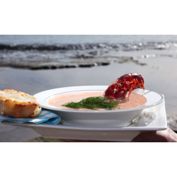 Crayfish soup with bruschetta